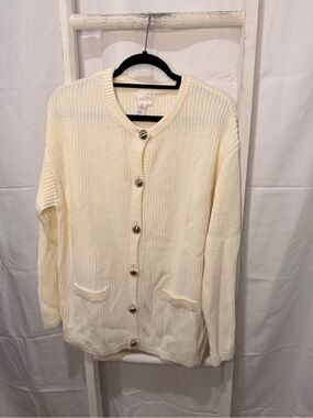 H&M Cream Button-Front Knit Cardigan